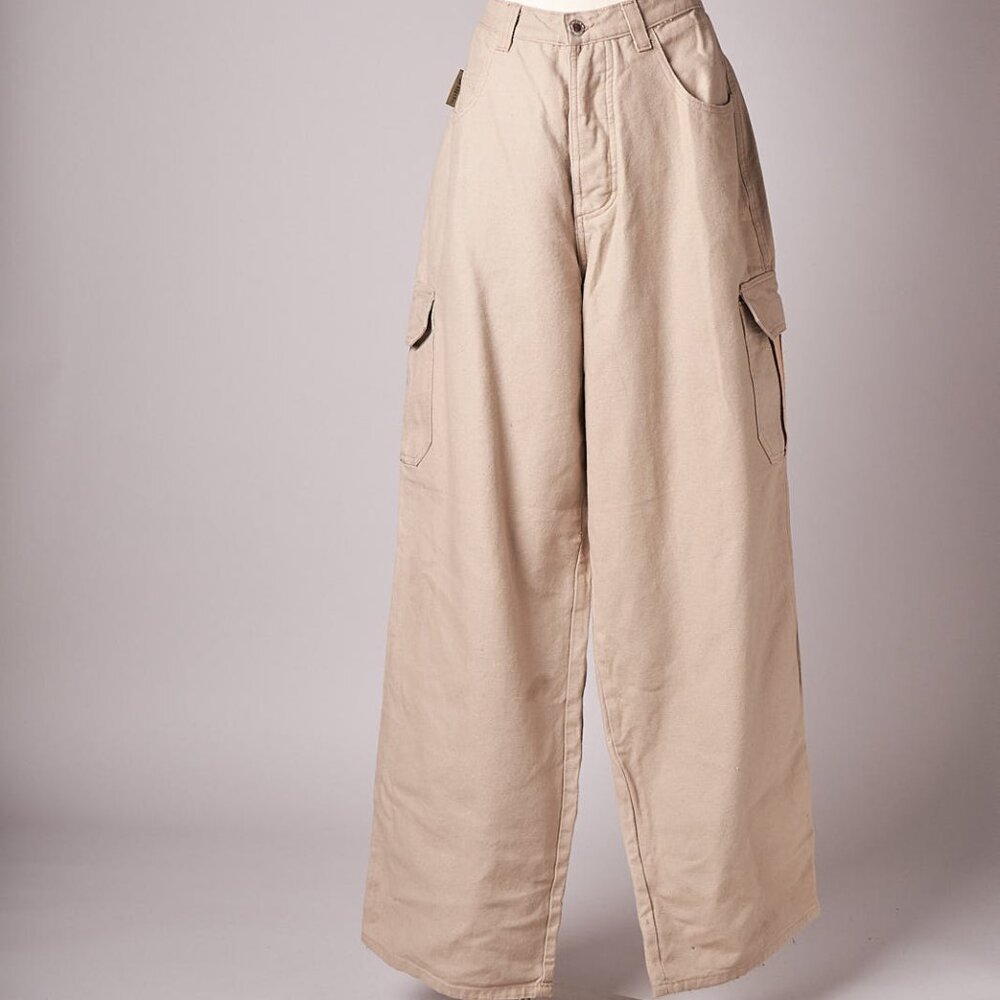 1990s Deadstock Tan Wide Split Skateboarding Cargo Pants